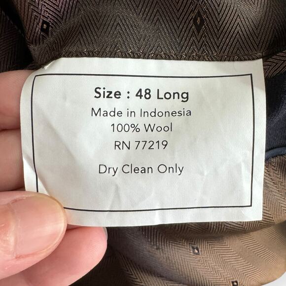 Joseph & Feiss Gold 100% Wool Navy Blue Two Button Blazer Men's Size 48L - Picture 12 of 12